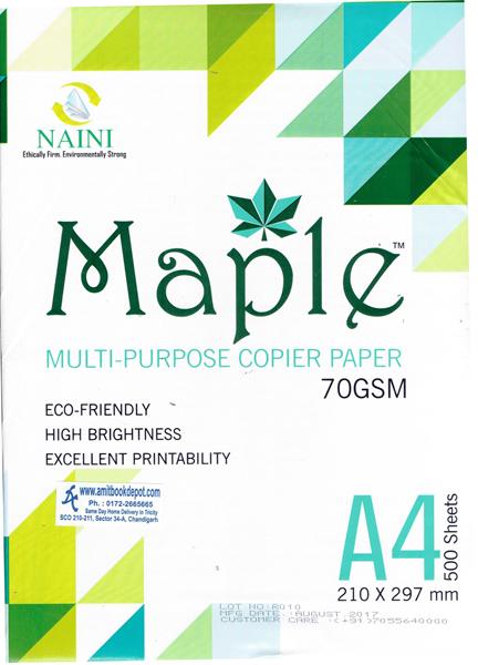 Maple A4 Size Plain White Sheets (500 Sheets )70 GSM